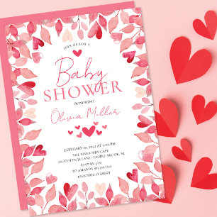 水彩ハートベビーシャワー招待状 招待状