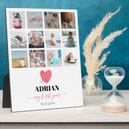 水彩ハートベビー初年度フォトコラージュ フォトプラーク