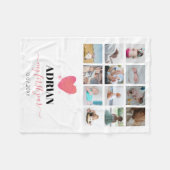 水彩ハートベビー初年度フォトコラージュ フリースブランケット (正面(横))