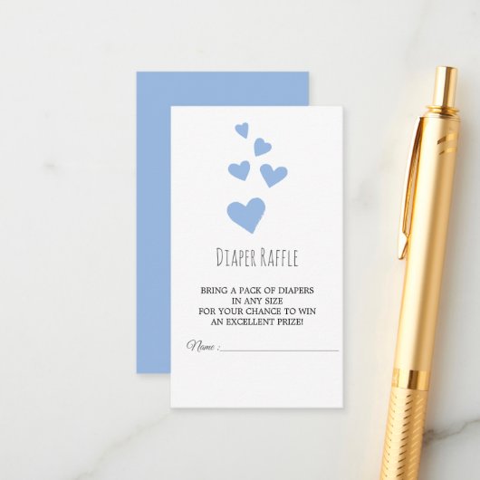 水彩ハートボーイおむつラッフルカード エンクロージャーカード (正面/裏面インサイチュ)