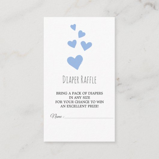 水彩ハートボーイおむつラッフルカード エンクロージャーカード (正面)