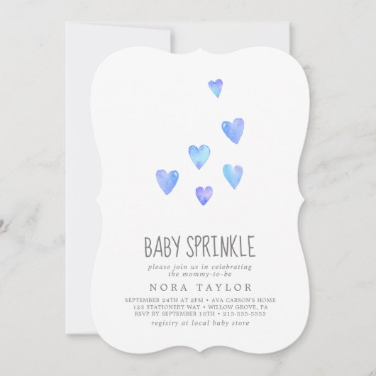 水彩ハートボーイベビー振りかけ招待状 招待状 (正面)