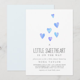 水彩ハートボーイ リトルスイートハート ベビーシャワー 招待状