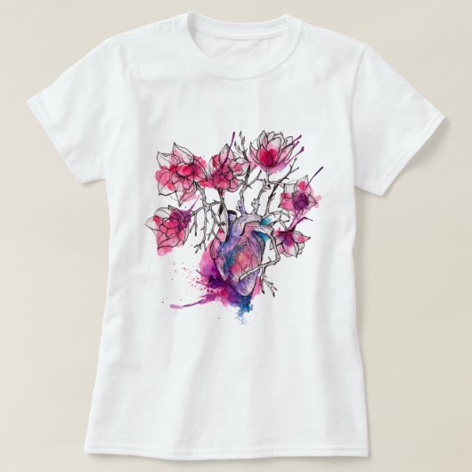 水彩ハートマグノリア Tシャツ (デザイン正面)