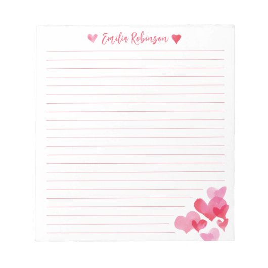 水彩ハートメモ帳 ノートパッド (正面)