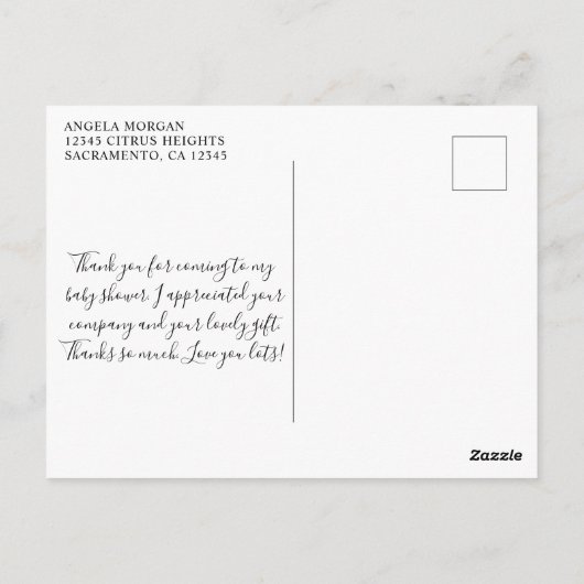 水彩ハートライトピンク赤ちゃんシャワーありがとう ポストカード (裏面)