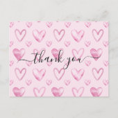 水彩ハートライトピンク赤ちゃんシャワーありがとう ポストカード (正面)
