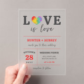 水彩ハートラブイズラブゲイレズ結婚ビアン アクリル招待状 (インサイチュ (ポータブル))