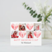 水彩ハートラブフォトコラージバレンタイン シーズンポストカード (スタンド正面)