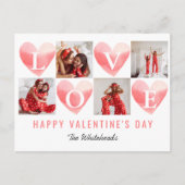 水彩ハートラブフォトコラージバレンタイン シーズンポストカード (正面)