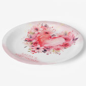 水彩ハートリトルスウィートベビーシャワー ペーパープレート (アングル)