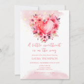 水彩ハートリトルスウィートベビーシャワー 招待状 (正面)