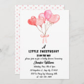 水彩ハートリトルスウィートベビーシャワー 招待状 (正面/裏面)