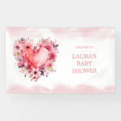 水彩ハートリトルスウィートベビーシャワー 横断幕 (横)