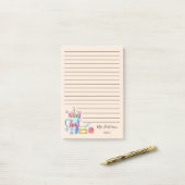 水彩ハートルールド先生注記 ポストイット (デスク上)