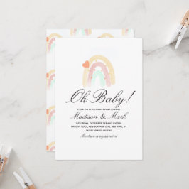 水彩ハートレインボーストロークベビーシャワー 招待状