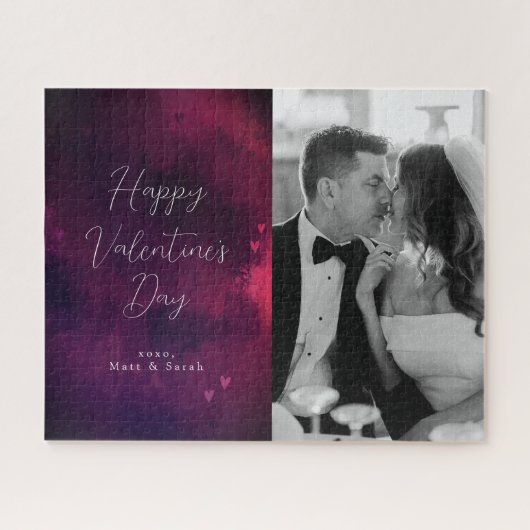 水彩ハート写真バレンタイン ジグソーパズル (横)