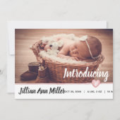 水彩ハート出産お知らせ 招待状 (正面)