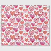 水彩ハート包装紙 ラッピングペーパー (フラット)
