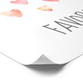 水彩ハート女の子の赤ちゃんシャワー好意サイン ポスター (角)