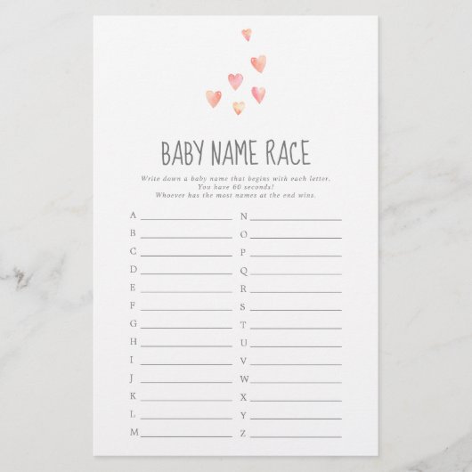 水彩ハート女子ベビー名競走ゲーム (正面)