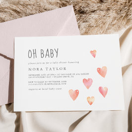 水彩ハート女子横向きOhベビーシャワー 招待状