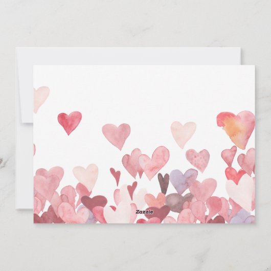 水彩ハート愛かわいい写真バレンタインデー シーズンカード (裏面)