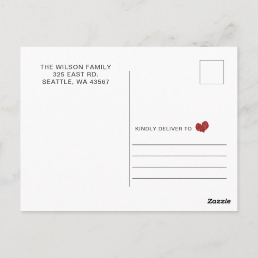 水彩ハート愛かわいい写真バレンタインデー ポストカード (裏面)