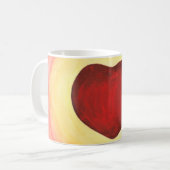 水彩ハート愛の山の上に浮かぶ コーヒーマグカップ (正面左)