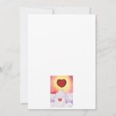 水彩ハート愛の山の上に浮かぶ 招待状 (裏面)