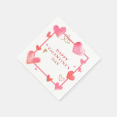 水彩ハート枠バレンタイン スタンダードカクテルナプキン (角)