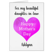 水彩ハート母の日の娘 (正面)