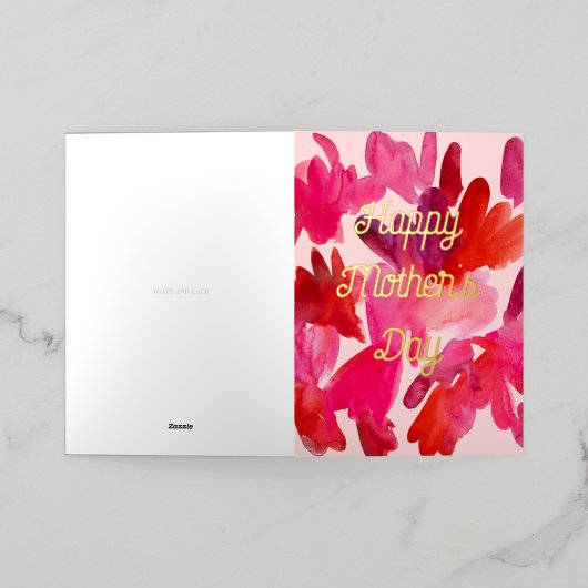 水彩ハート母の日 箔グリーティングカード (外側レイダウン)
