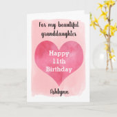 水彩ハート第11誕生日孫娘 カード (黄色い花)