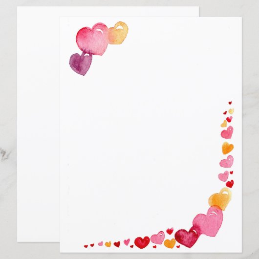 水彩ハート筆記用紙 (正面/裏面)