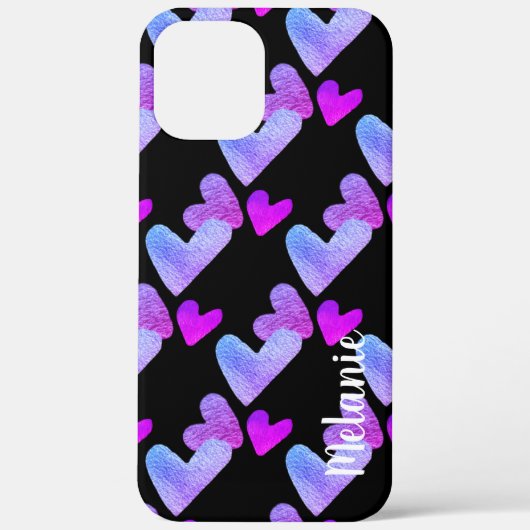 水彩ハート紫ピンクはっきりしたモノグラムの Case-Mate iPhoneケース (裏面)