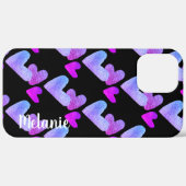 水彩ハート紫ピンクはっきりしたモノグラムの Case-Mate iPhoneケース (裏面 (横))