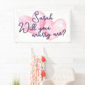 水彩ハート結婚する提案バナー 横断幕 (インサイチュ)