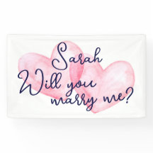 水彩ハート結婚する提案バナー