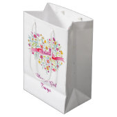 水彩ハート結婚の花女の子を好むバッグ ミディアムペーパーバッグ (正面アングル)