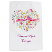 水彩ハート結婚の花女の子を好むバッグ ミディアムペーパーバッグ (正面)