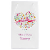 水彩ハート結婚の花嫁の贈り物バッグ スモールペーパーバッグ (裏面)