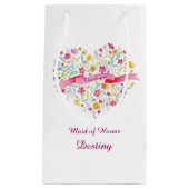 水彩ハート結婚の花嫁の贈り物バッグ スモールペーパーバッグ (正面)