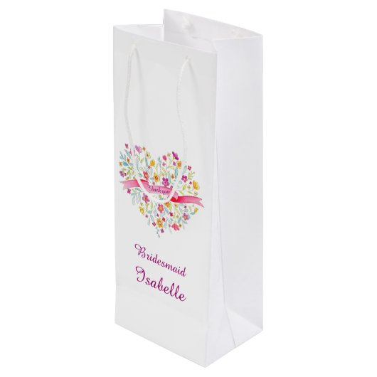 水彩ハート結婚の花嫁ワイン好きバッグ ワインギフトバッグ (裏面アングル)