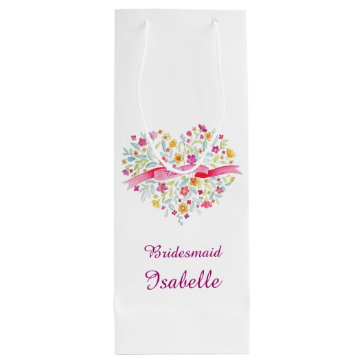 水彩ハート結婚の花嫁ワイン好きバッグ ワインギフトバッグ (裏面)