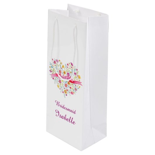 水彩ハート結婚の花嫁ワイン好きバッグ ワインギフトバッグ (正面アングル)