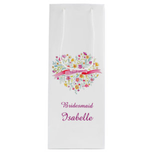 水彩ハート結婚の花嫁ワイン好きバッグ ワインギフトバッグ