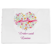 水彩ハート結婚の花嫁付き添いバッグ ラージペーパーバッグ (正面)