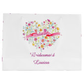 水彩ハート結婚の花嫁付き添いバッグ ラージペーパーバッグ (裏面)