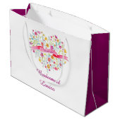 水彩ハート結婚の花嫁付き添いバッグ ラージペーパーバッグ (裏面アングル)